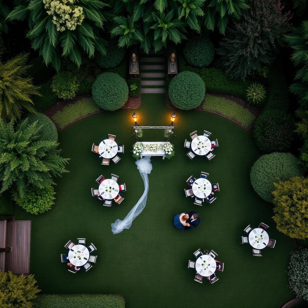 Bruiloft ceremonie luchtfoto